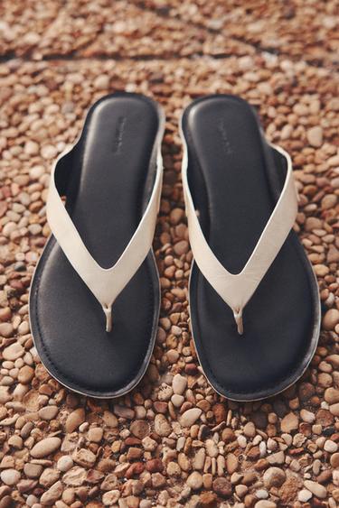 Zara Leather toe divider sandals - White