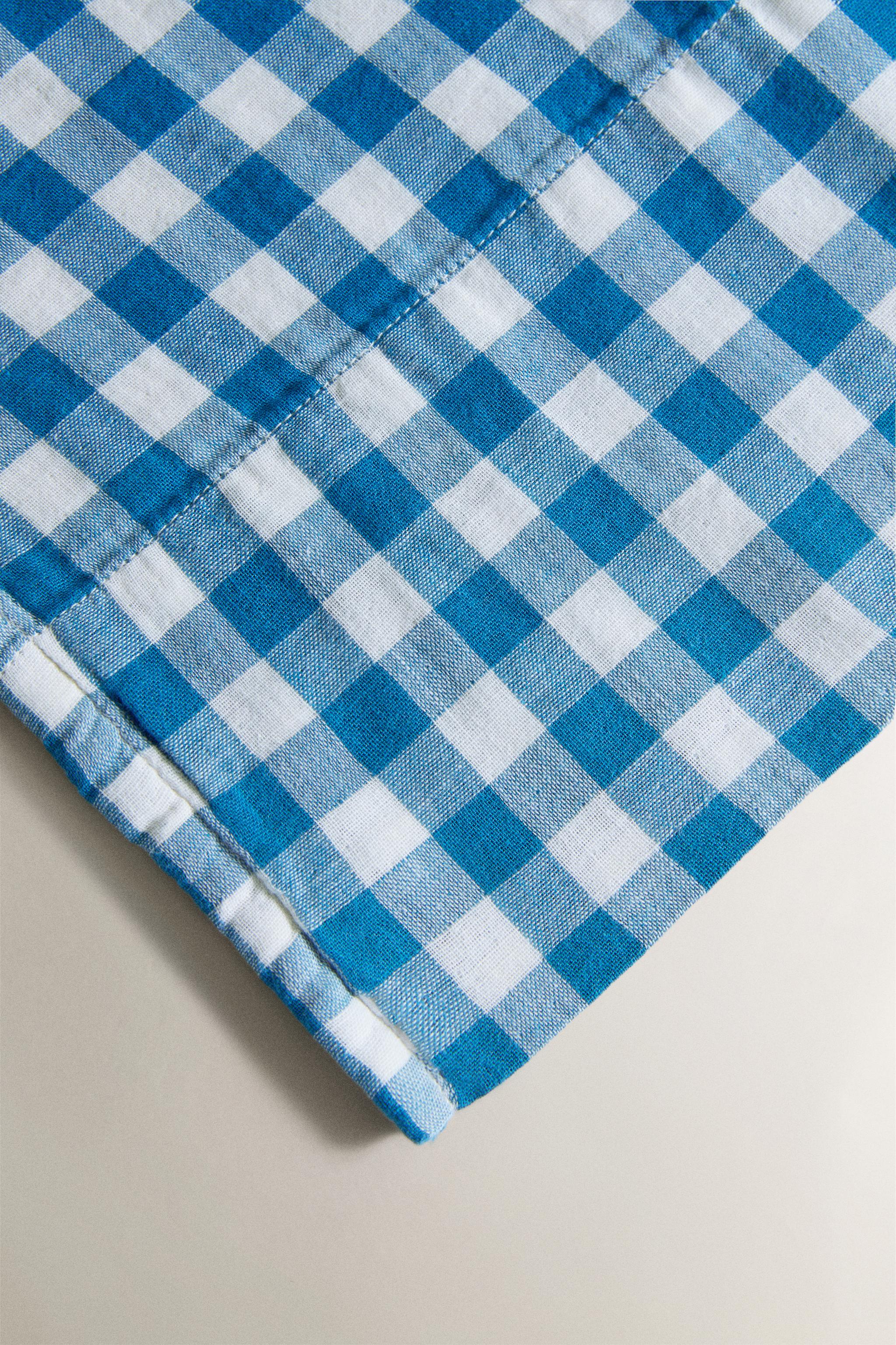 KIDS’ CHECKED CHIFFON FLAT SHEET — Bluish