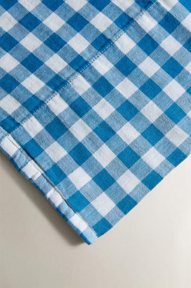 KIDS' CHECK MUSLIN FLAT SHEET - Bluish by Zara - Image 1