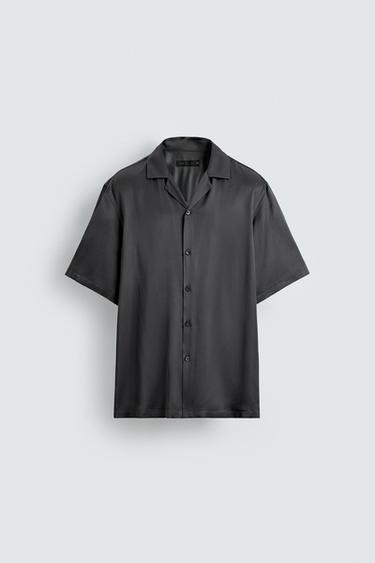Zara REGULAR FIT SATIN EFFECT SHIRT - Gray