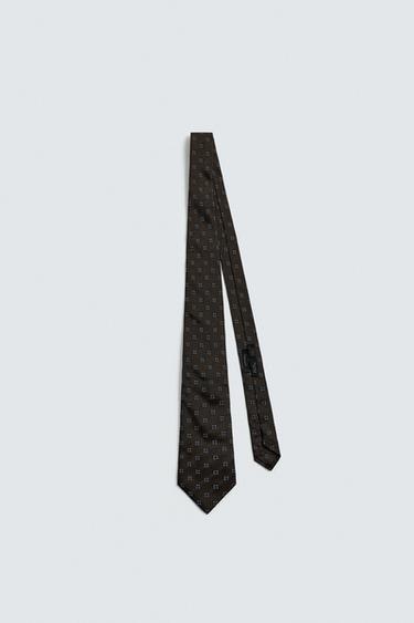 100% SILK JACQUARD TIE - Navy blue by Zara - Image 2