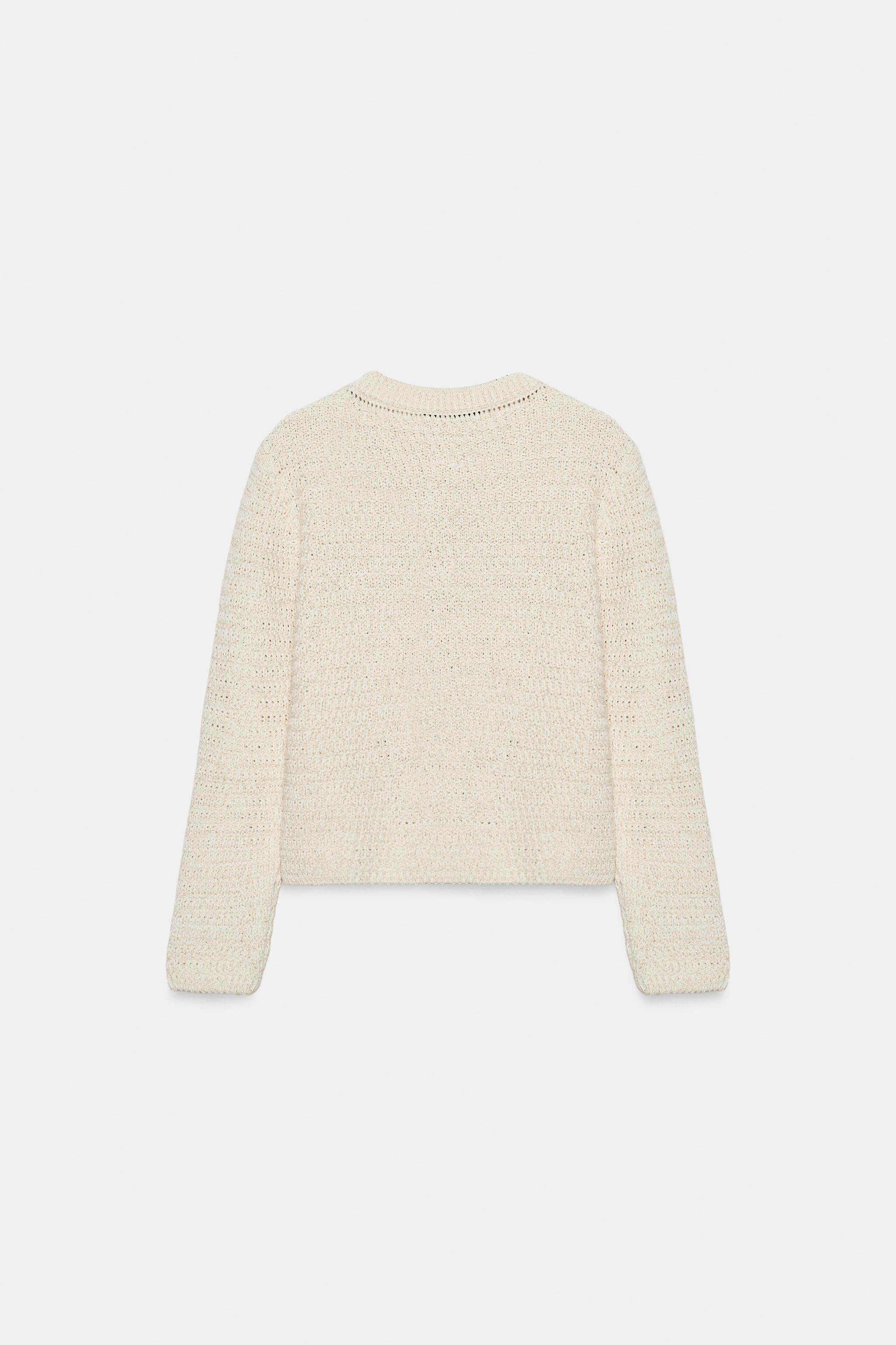 METALLIC THREAD CARDIGAN - Ecru | ZARA United States