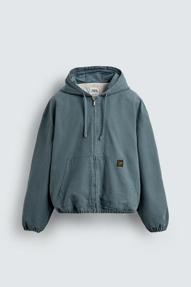 JAQUETA LAVADA COM CAPUZ - Azul-lavado da Zara