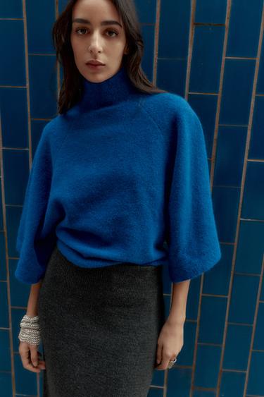 KNIT JUMPER WITH WIDE SLEEVES - Bluish by Zara