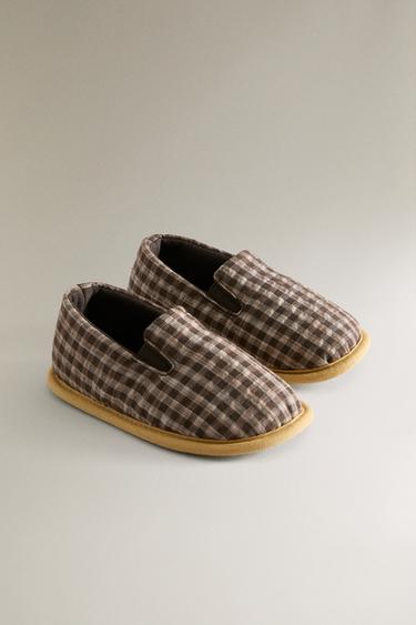KIDS' GINGHAM SLIPPERS - Brown by Zara - Image 1