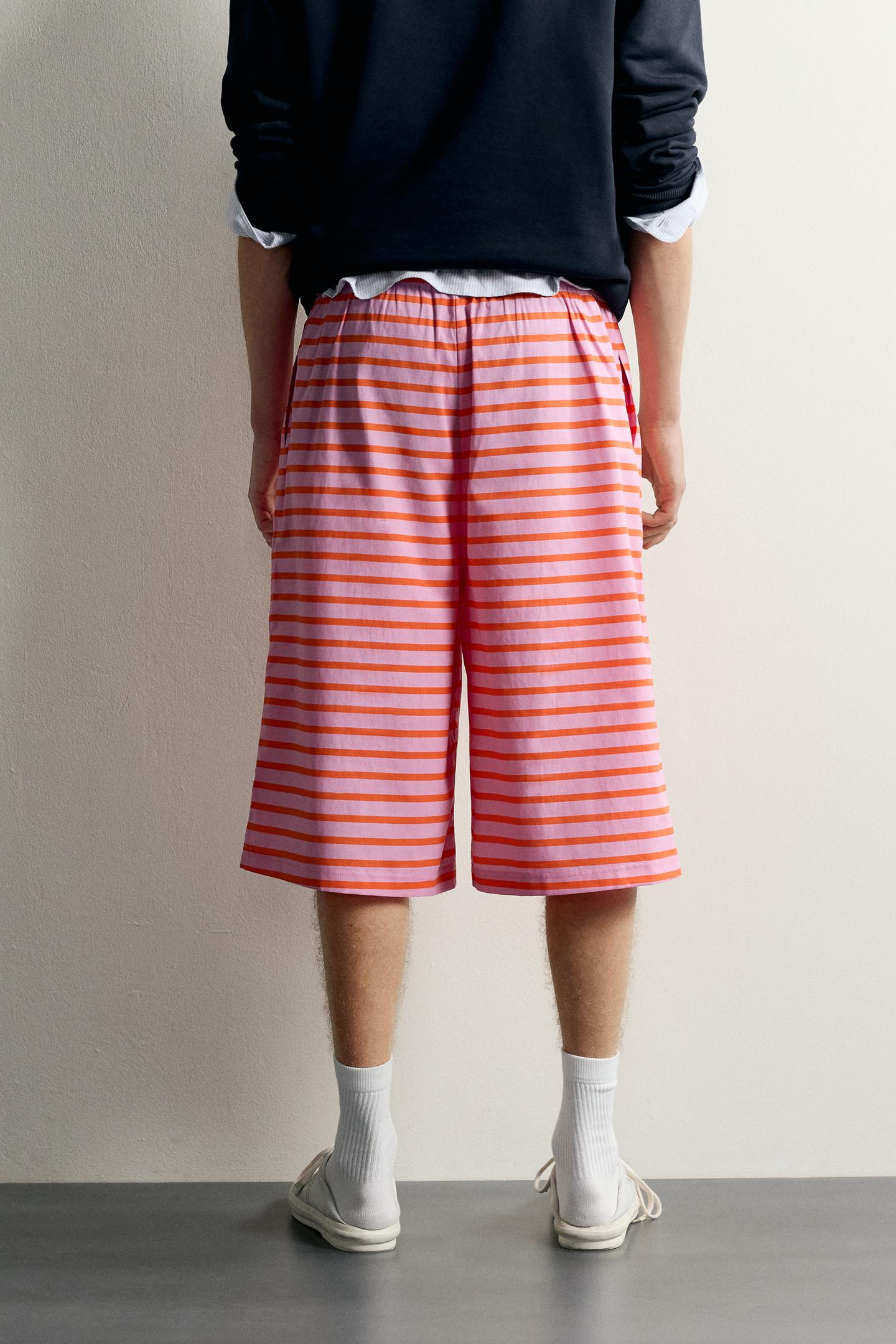 Мужские шорты Zara 0FR. Paris X ZARA Striped Jacquard Bermuda, цвет: Розовый — фото 3
