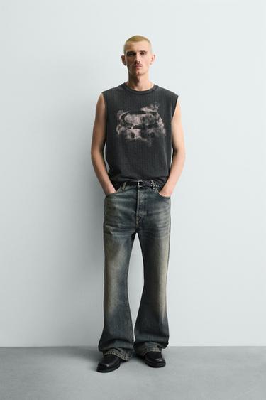 PRINTED KNIT TANK TOP - Black by Zara