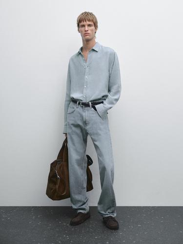 Zara Regular fit shirt with maltinto finish - Blue - Image 0