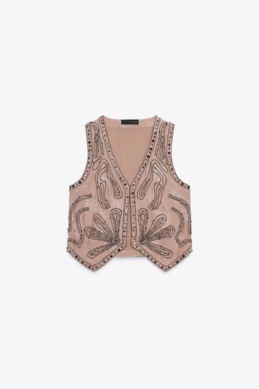 GILET FANTAISIE ZW COLLECTION - Rose poudré de Zara - Image 2
