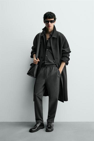 Zara COMFORT NON-IRON JOGGER-WAIST PANTS - Dark gray marl