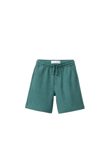 Zara SLIM FIT TEXTURED TOWELING SHORTS - Bottle green - Image 0