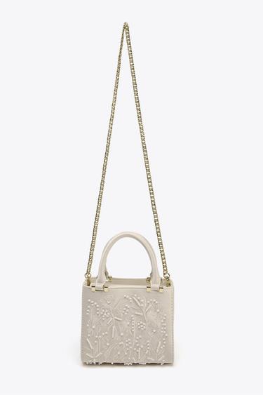 SATIN-EFFECT PEARL HANDBAG - Ecru by Zara - Image 4