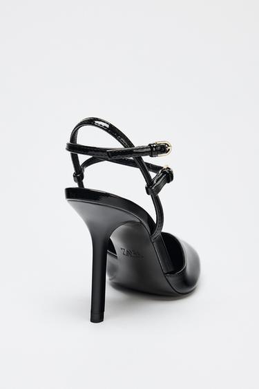 CHAUSSURES À TALONS OUVERTES À L'ARRIÈRE AVEC BRIDES - Noir de Zara - Image 4