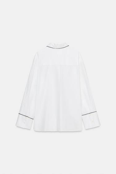 CHEMISE EN POPELINE LISERÉS ZW COLLECTION - Blanc de Zara - Image 4