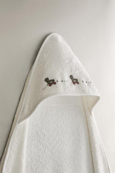 CAPE DE BAIN BÉBÉ PETITS CANARDS APPLIQUÉS - Blanc cassé de Zara - Image 1