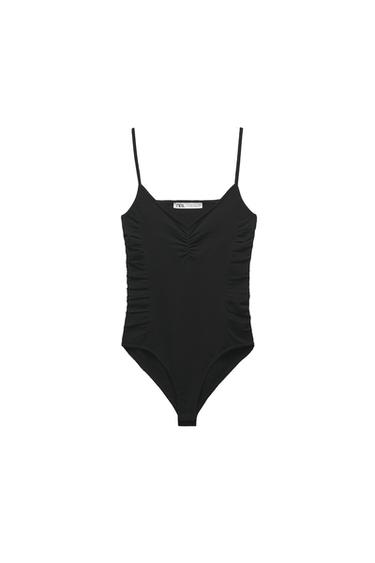 GATHERED KNIT BODYSUIT