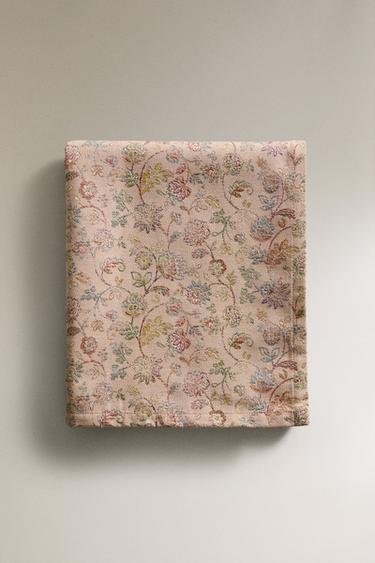 TISCHDECKE MIT JACQUARDBLUMEN - Beige von Zara