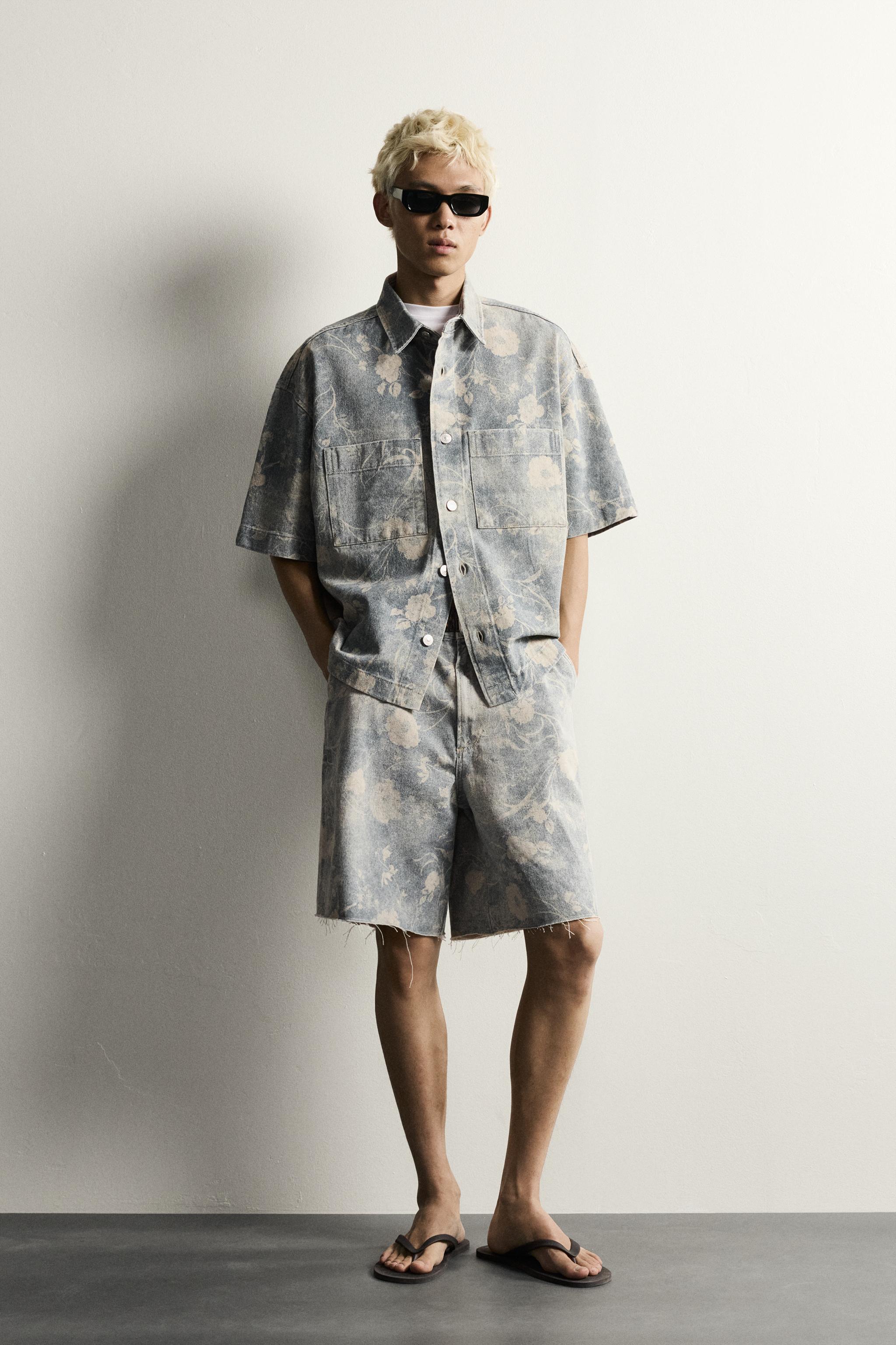 WASHED FLORAL PRINT RELAXED FIT SHIRT
