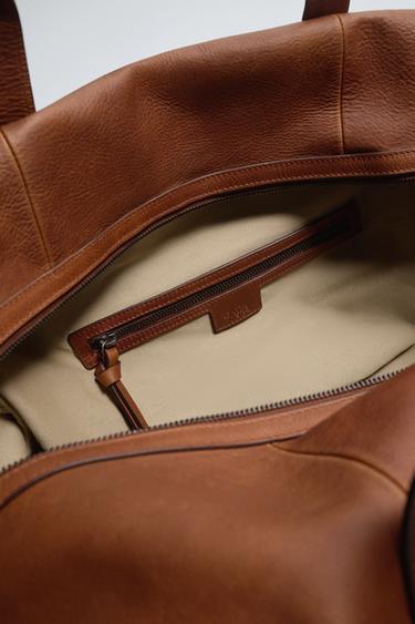 XL LEATHER HANDBAG - Brown by Zara - Image 3