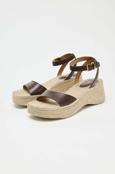 PLAITED TOP WEDGES - Dark tan by Zara - Image 4