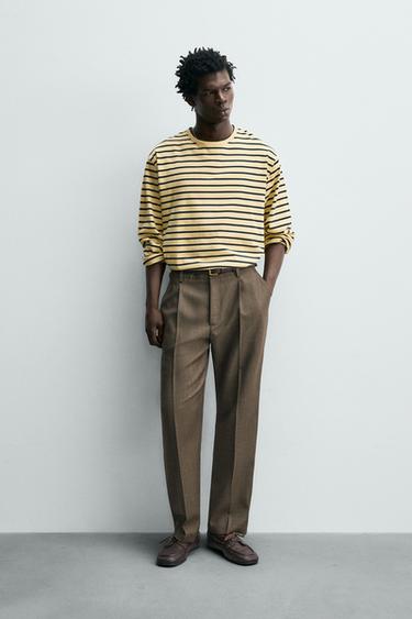 PANTALÓN REGULAR FIT 100% LANA - Visón de Zara