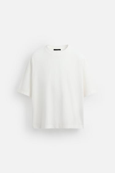 CAMISETA BÁSICA BOXY FIT - Blanco roto de Zara