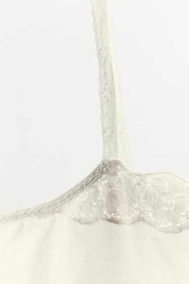 EMBROIDERED BEADED STRAPPY TOP - Oyster-white by Zara - Image 5