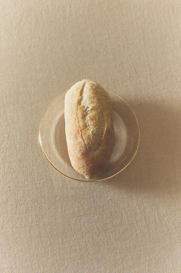 PRATO DE PÃO DE BOROSSILICATO COM BORDA - Ouro da Zara