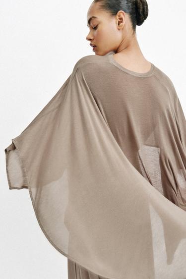 TOP CAPE ASYMÉTRIQUE - Sable de Zara - Image 7