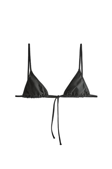 TRIANGLE BEACH BIKINI TOP - Black by Zara