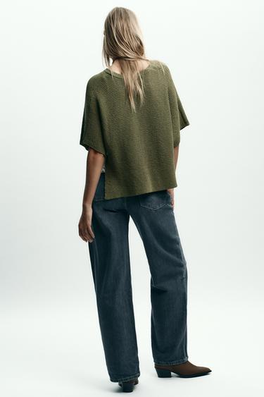 PULL EN MAILLE COMBINÉE - Kaki de Zara - Image 2