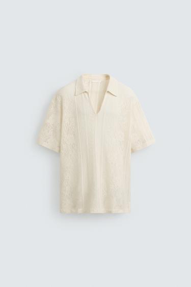 POLO STRUCTURE JACQUARD - Écru de Zara - Image 6