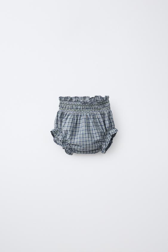 BRAGUITA ESTAMPADO CUADROS - Verde / Azul de Zara - Imagen 0