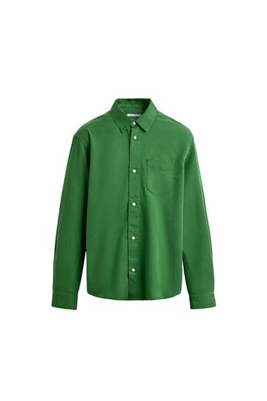 CAMICIA REGULAR FIT LYOCELL - COTONE - Verde medio di Zara