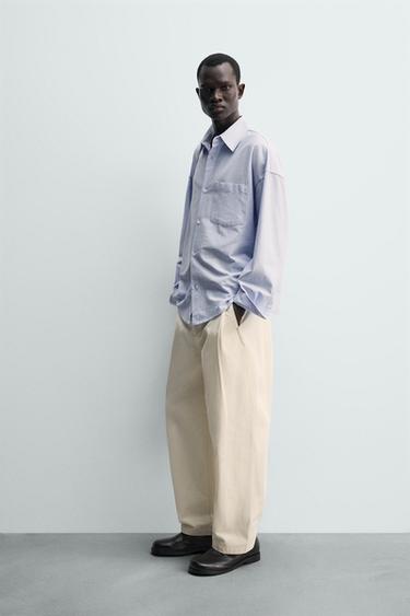 PANTALON BALLOON FIT PLIS - Écru de Zara - Image 3