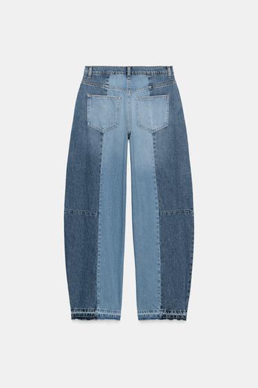 JEAN ZW COLLECTION BARREL PATCHWORK TAILLE NORMALE - Bleu de Zara - Image 5