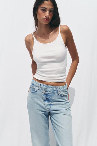 JEAN Z1975 STRAIGHT FULL LENGTH TAILLE HAUTE TAILLE CROISÉE - Bleu clair de Zara - Image 2