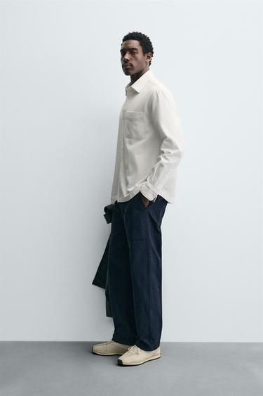 TEXTURED SHIRT WITH POCKET - Ecru by Zara - Image 3