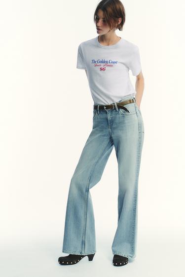 Zara TRF LOW RISE FLARE JEANS - Light blue