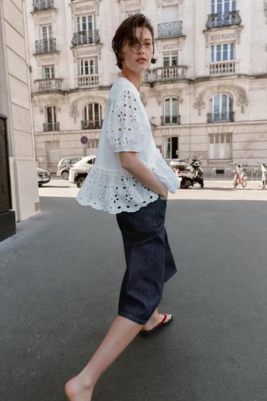 EMBROIDERED SHORT SLEEVE T-SHIRT - White by Zara - Image 3