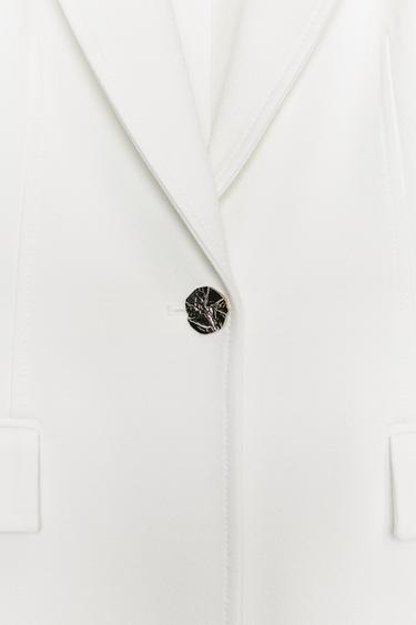 FITTED BLAZER WITH SHOULDER PADS - Oyster-white by Zara