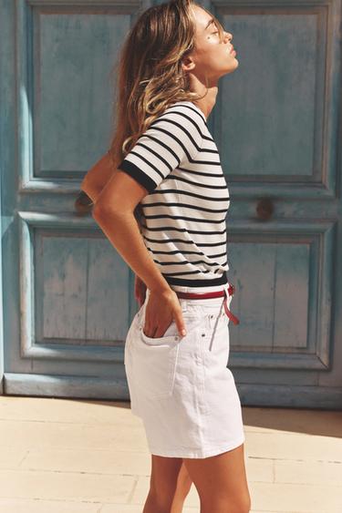 BASIC SHORT SLEEVE KNIT TOP - striped by Zara - Image 1