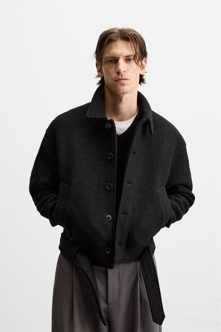 Zara ブークレ テクスチャー ウールジャケット ブルゾン メンズ 