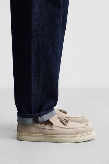 CASUAL LEATHER TASSEL LOAFERS - Ecru White by Zara - Image 0