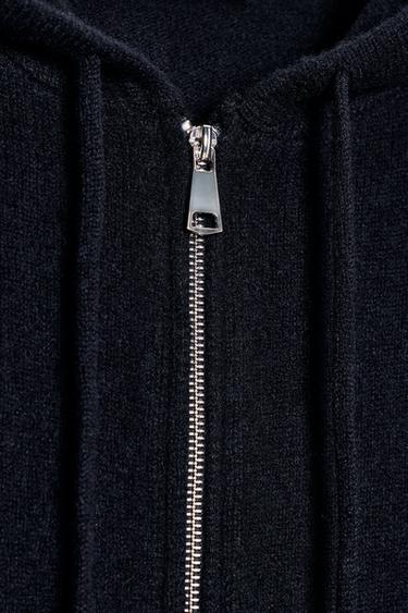 100% WOOL HOODIE - Navy blue by Zara - Image 7