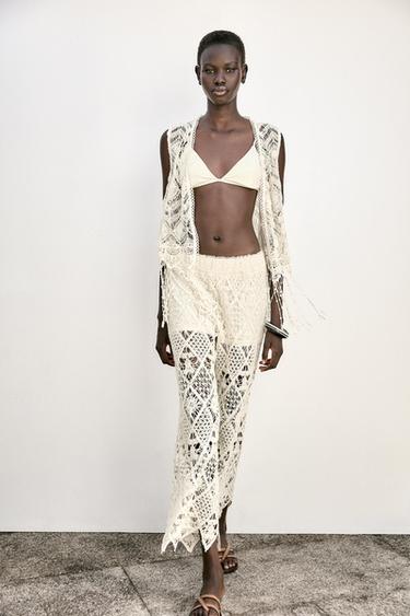 PANTALÓN CROCHET - Beige claro de Zara