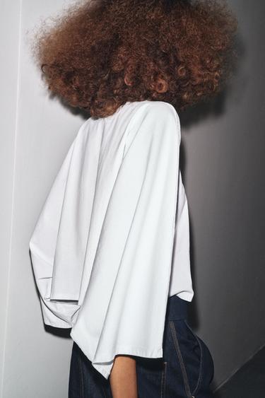 ASYMMETRIC CAPE T-SHIRT - White by Zara