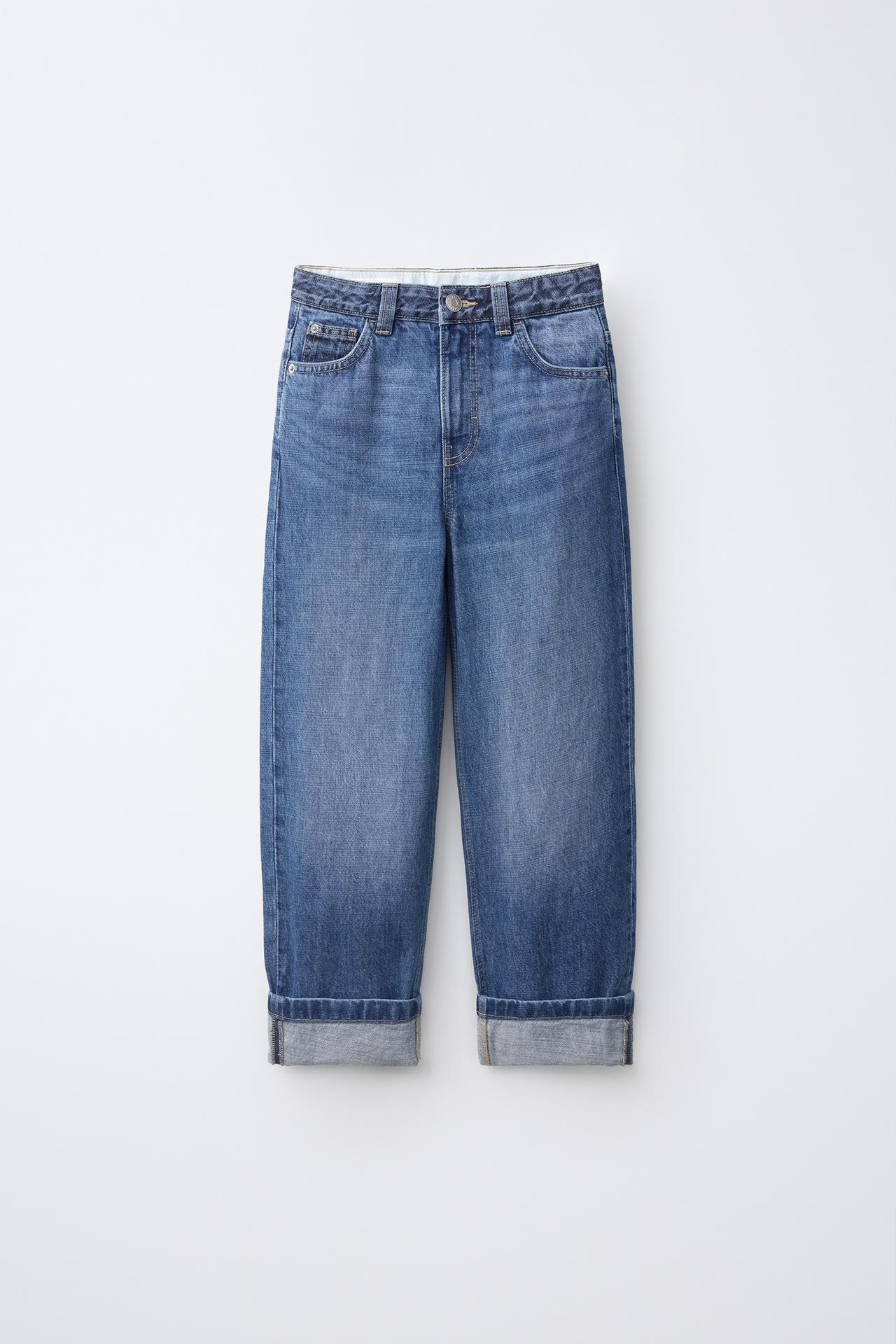 LOOSE CUFFED JEANS — Blue