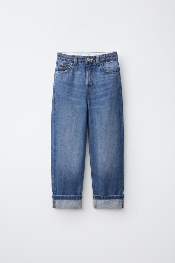 جينز بقصّة واسعة وحاشية مطويّة - أزرق الخاص بـ Zara - صورة 0