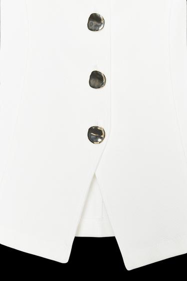 Zara BUTTON VEST TOP - Oyster-white